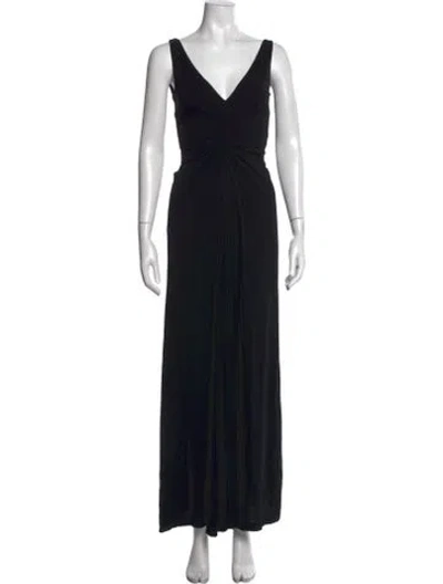 Pre-owned Max Mara V-neck Long Dress In Black