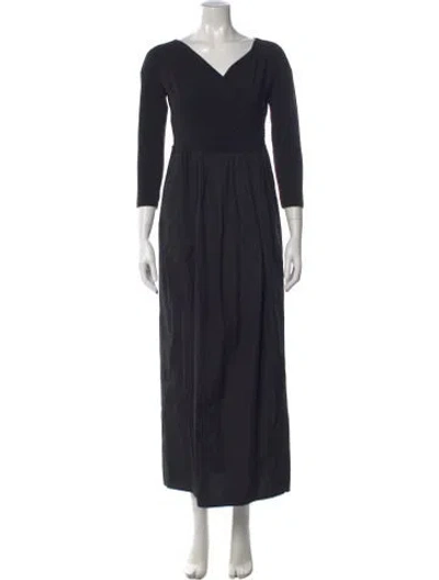 Pre-owned Max Mara V-neck Long Dress In Black
