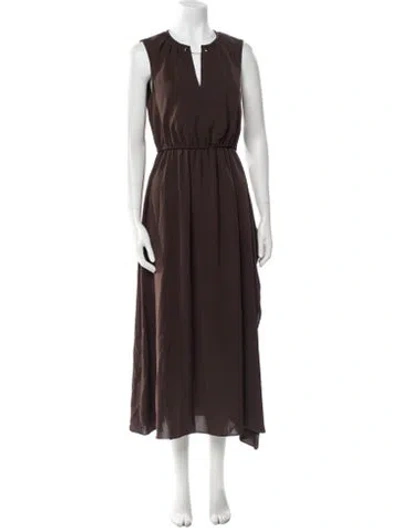 Pre-owned Max Mara V-neck Long Dress In Brown