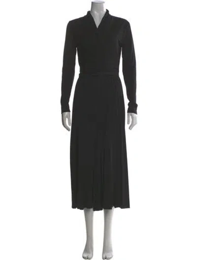 Pre-owned Max Mara V-neck Long Dress In Gray