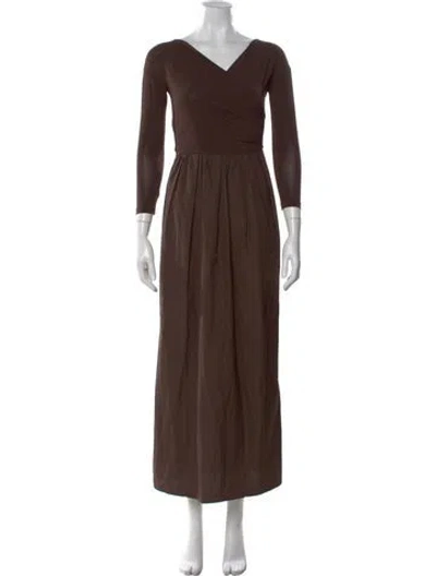 Pre-owned Max Mara V-neck Long Dress In Green
