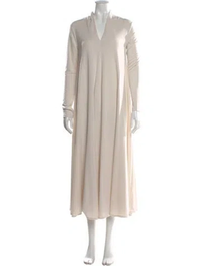 Pre-owned Max Mara V-neck Long Dress In Neutral