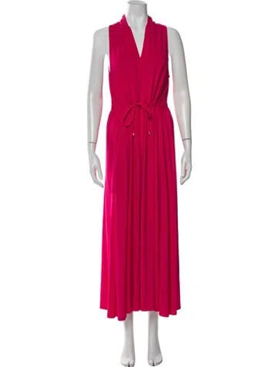 Pre-owned Max Mara V-neck Long Dress In Pink