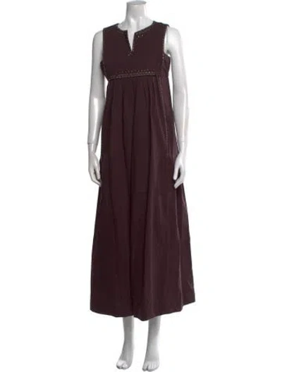 Pre-owned Max Mara V-neck Long Dress In Purple