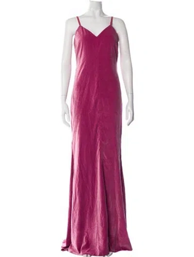 Pre-owned Max Mara V-neck Long Dress In Purple