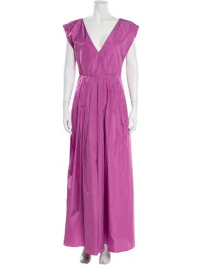 Pre-owned Max Mara V-neck Long Dress In Purple