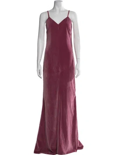 Pre-owned Max Mara V-neck Long Dress In Purple