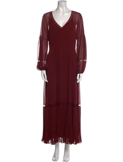 Pre-owned Max Mara V-neck Long Dress W/ Tags In Burgundy