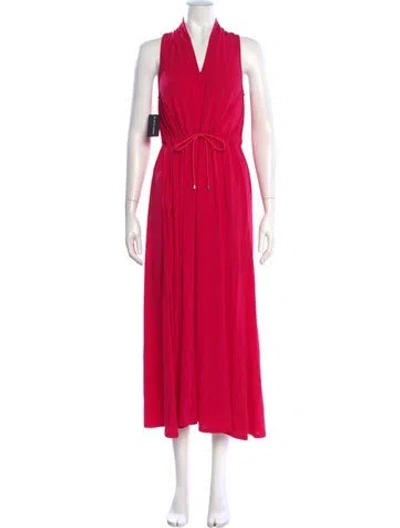 Pre-owned Max Mara V-neck Long Dress W/ Tags In Pink
