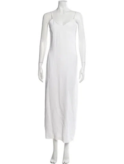 Pre-owned Max Mara V-neck Long Dress In White