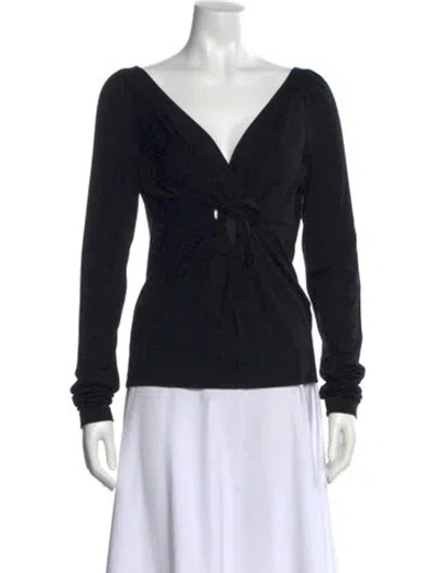 Pre-owned Max Mara V-neck Long Sleeve Blouse In Black