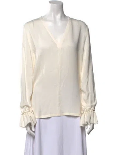 Pre-owned Max Mara V-neck Long Sleeve Blouse In Neutral
