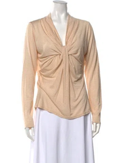 Pre-owned Max Mara V-neck Long Sleeve Blouse In Neutrals