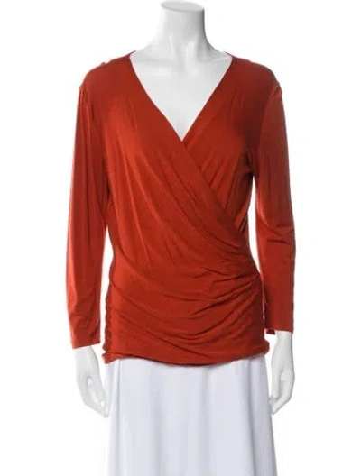 Pre-owned Max Mara V-neck Long Sleeve Blouse In Orange