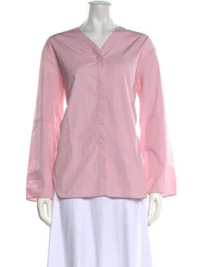 Pre-owned Max Mara V-neck Long Sleeve Blouse In Pink
