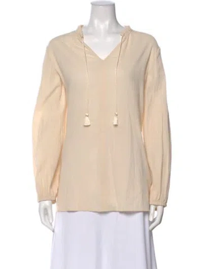 Pre-owned Max Mara V-neck Long Sleeve Blouse W/ Tags In Neutral
