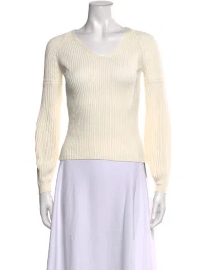 Pre-owned Max Mara V-neck Long Sleeve Sweatshirt In Neutral