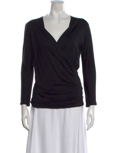 Pre-owned Max Mara V-neck Long Sleeve Top In Black