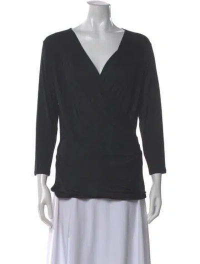 Pre-owned Max Mara V-neck Long Sleeve Top In Blue