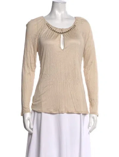 Pre-owned Max Mara V-neck Long Sleeve Top In Neutrals