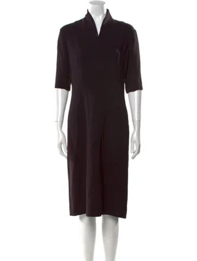 Pre-owned Max Mara V-neck Midi Length Dress In Black
