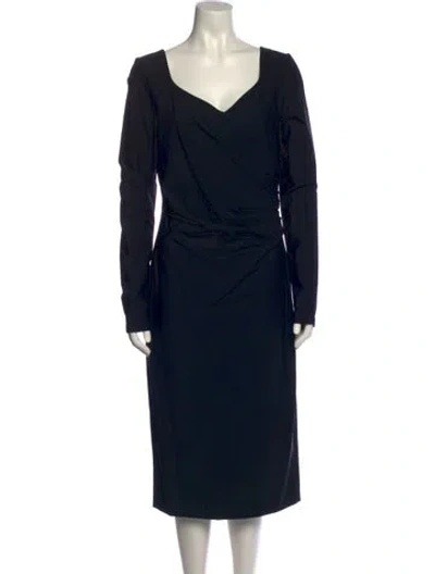 Pre-owned Max Mara V-neck Midi Length Dress In Black