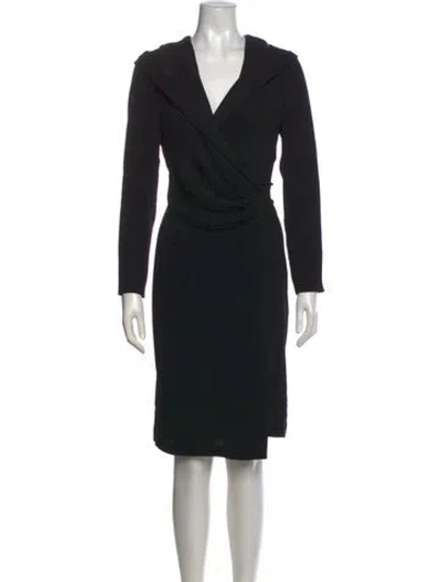 Pre-owned Max Mara V-neck Midi Length Dress In Black