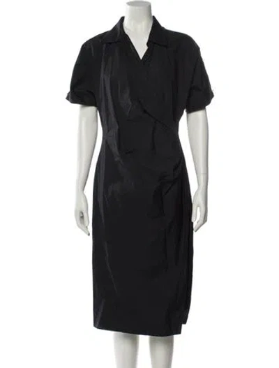 Pre-owned Max Mara V-neck Midi Length Dress In Black