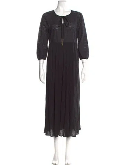 Pre-owned Max Mara V-neck Midi Length Dress In Black