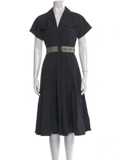 Pre-owned Max Mara V-neck Midi Length Dress In Black