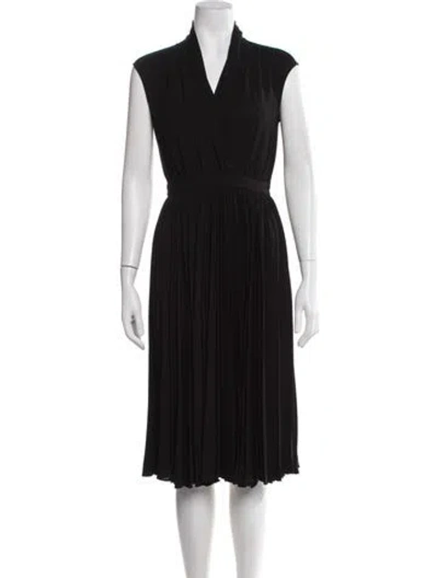 Pre-owned Max Mara V-neck Midi Length Dress In Black