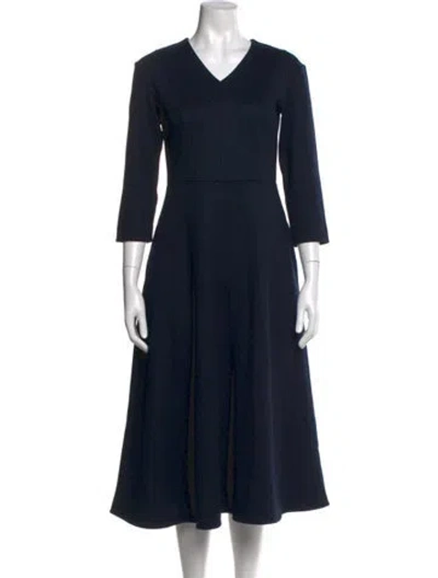 Pre-owned Max Mara V-neck Midi Length Dress In Black