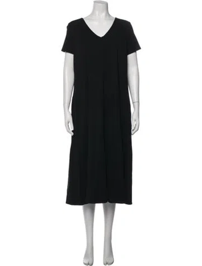 Pre-owned Max Mara V-neck Midi Length Dress In Black