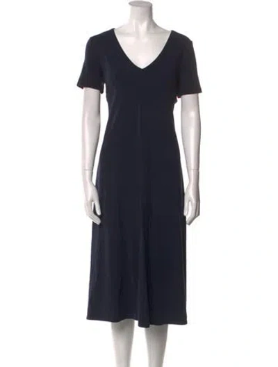 Pre-owned Max Mara V-neck Midi Length Dress In Blue