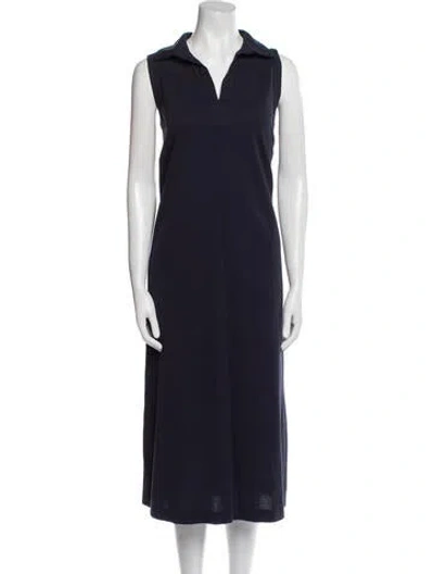 Pre-owned Max Mara V-neck Midi Length Dress In Blue