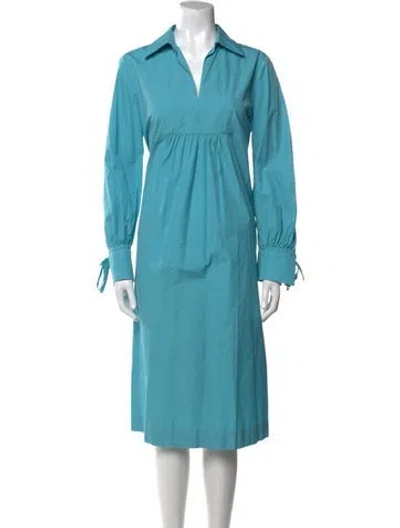 Pre-owned Max Mara V-neck Midi Length Dress In Blue
