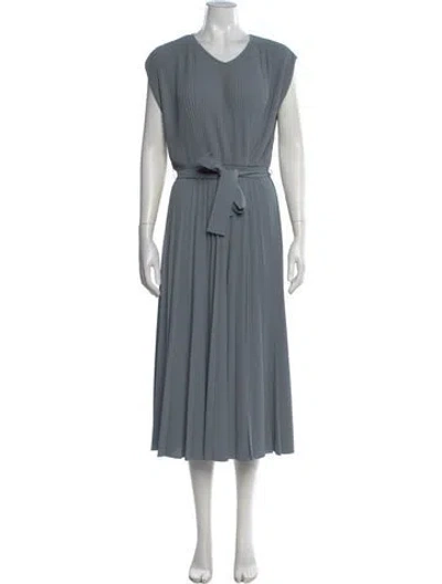 Pre-owned Max Mara V-neck Midi Length Dress In Blue