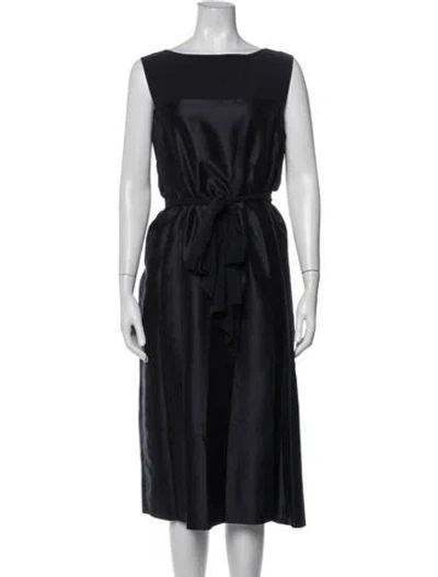 Pre-owned Max Mara V-neck Midi Length Dress In Blue
