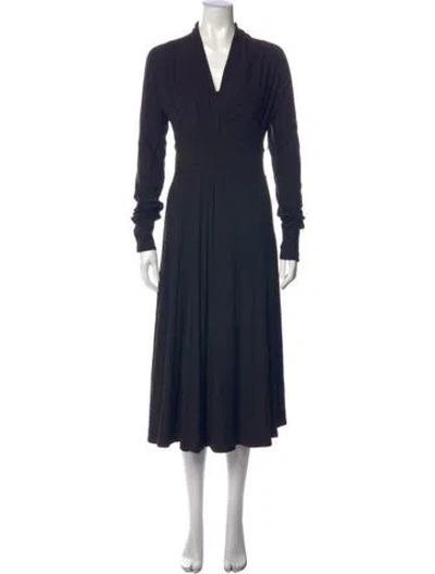Pre-owned Max Mara V-neck Midi Length Dress In Blue