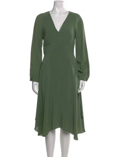 Pre-owned Max Mara V-neck Midi Length Dress In Green