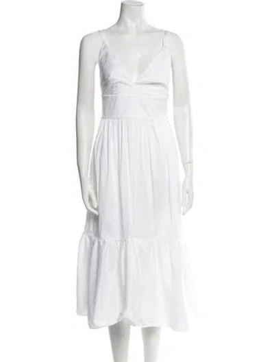 Pre-owned Max Mara V-neck Midi Length Dress In Neutral