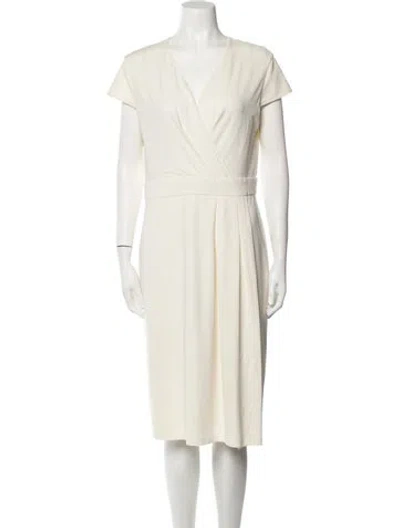 Pre-owned Max Mara V-neck Midi Length Dress In Neutral