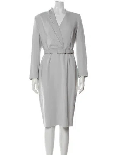 Pre-owned Max Mara V-neck Midi Length Dress In Neutral