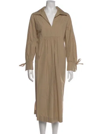 Pre-owned Max Mara V-neck Midi Length Dress In Neutral