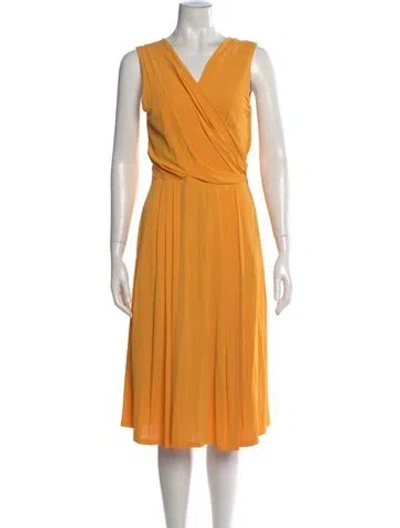 Pre-owned Max Mara V-neck Midi Length Dress In Orange