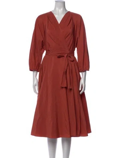 Pre-owned Max Mara V-neck Midi Length Dress In Pink