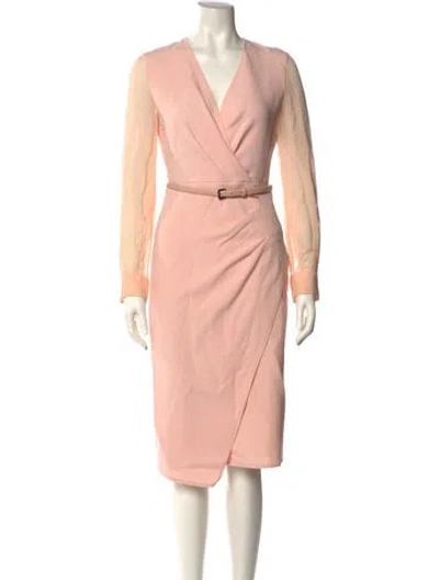 Pre-owned Max Mara V-neck Midi Length Dress In Pink