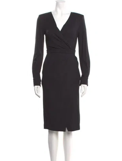 Pre-owned Max Mara V-neck Midi Length Dress W/ Tags In Black