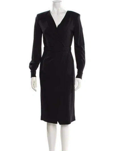 Pre-owned Max Mara V-neck Midi Length Dress W/ Tags In Black