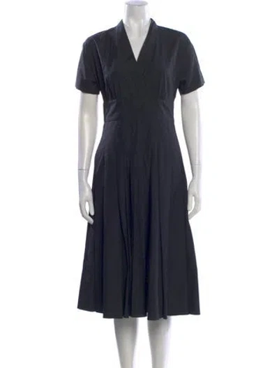 Pre-owned Max Mara V-neck Midi Length Dress W/ Tags In Blue